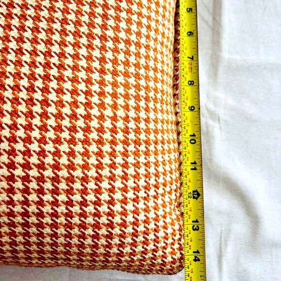 2 Houndstooth Throw Pillows with zipper covers - Orange and White - Picture 4 of 9